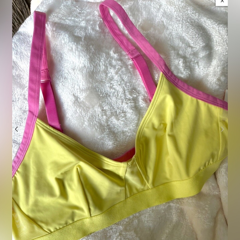 NEW - COLSIE Neon Yellow and Pink Sports Bralette - Medium